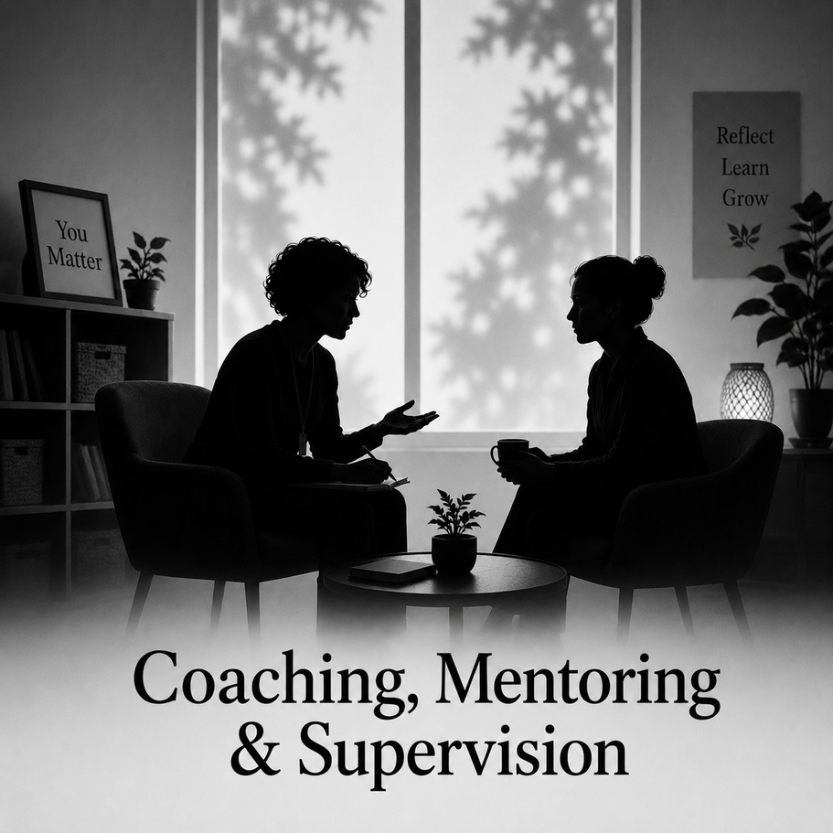 Reflective supervision and mentoring session supporting emotionally informed practice and staff wellbeing.