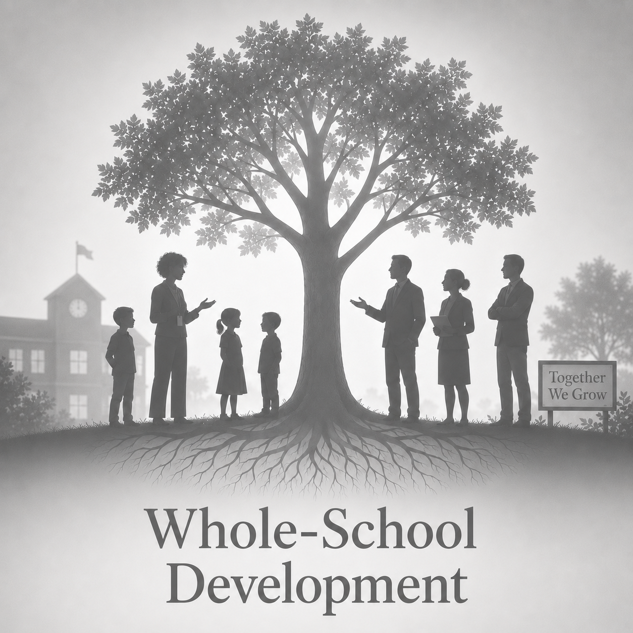 Whole-school SEMH development illustration showing relational practice, behaviour support and emotionally informed school culture.