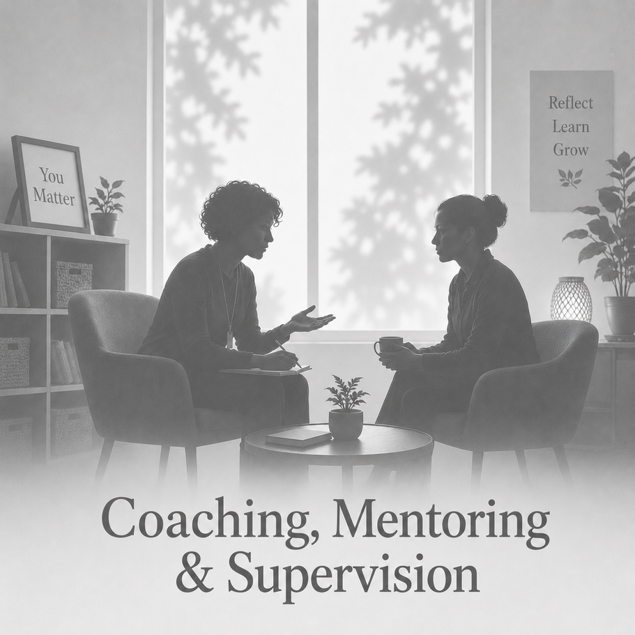 Reflective supervision and mentoring session supporting emotionally informed practice and staff wellbeing.